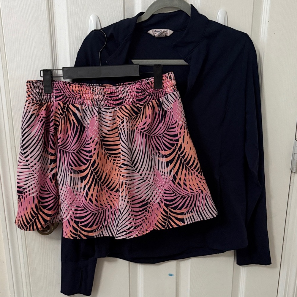 Tommy Bahama Navy Blue 1/4 zip and tennis skirt XL